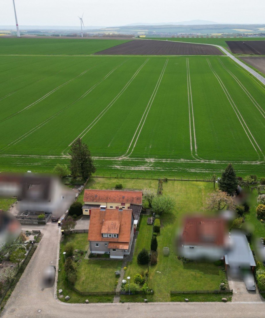 Blick von oben Einfamilienhaus Uehrde