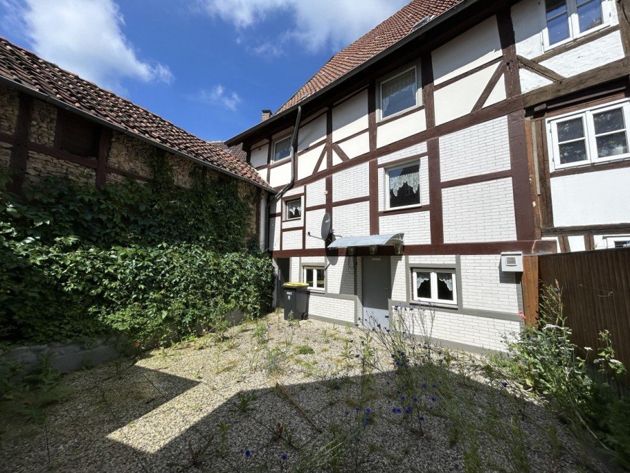 Blick von der Terrasse aufs Haus Reihenmittelhaus Hornburg
